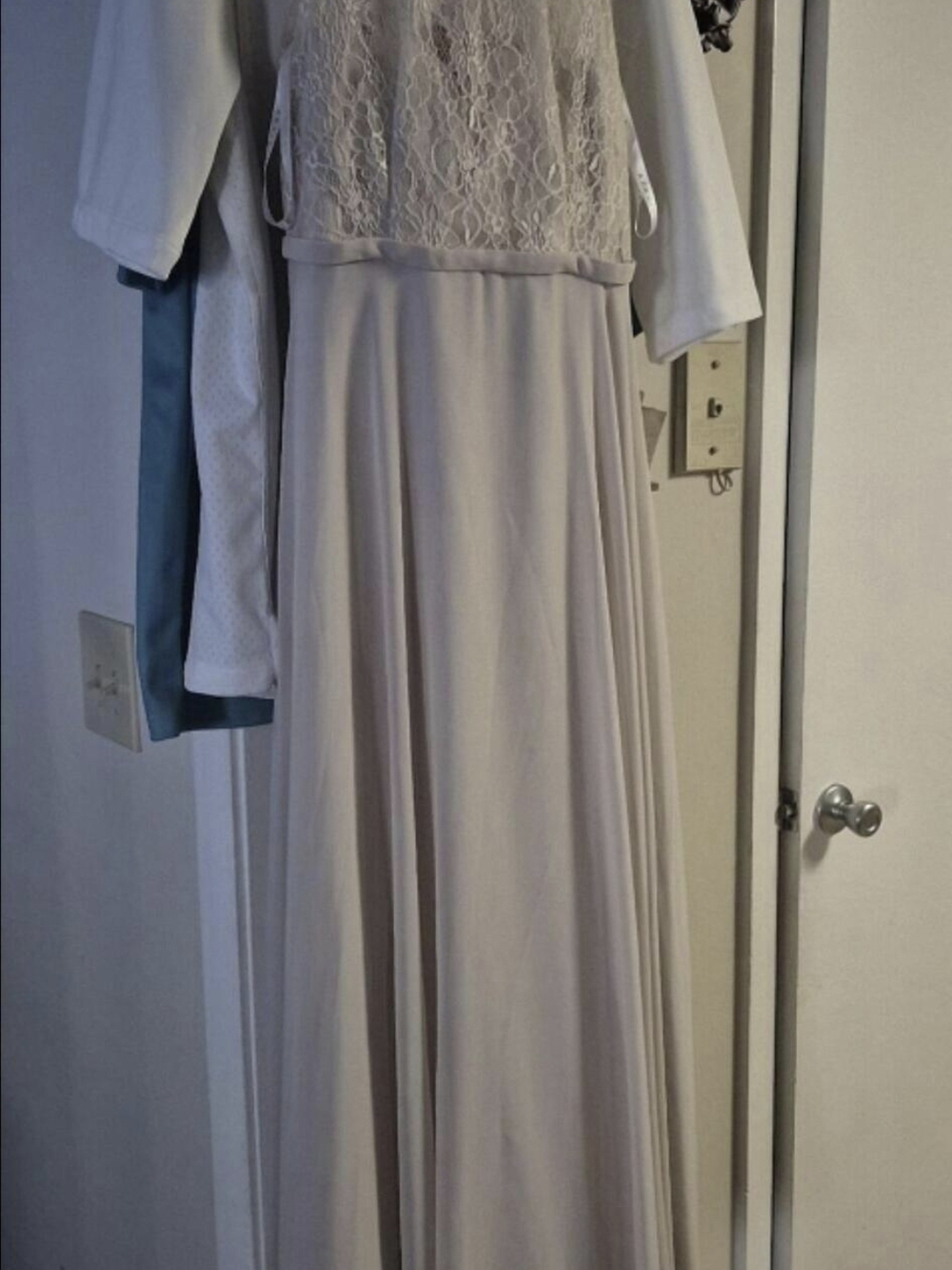 Lace Bodice Maxi Dress in Light Taupe